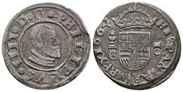 502 FELIPE IV. 16 Maravedís. 1664. Cuenca CA. Tres Puntos En La Cara. Cal-1319; J.S. M-198. Ae. 4,87g. MBC. - Otros & Sin Clasificación