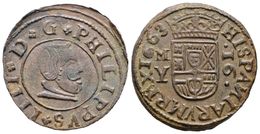 505 FELIPE IV. 16 Maravedís. 1663. Madrid S. La N De HISPANIARVM Al Revés. Tres Puntos Sobre El Busto. Cal-1399; J.S. M  - Andere & Zonder Classificatie