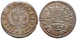 512 FELIPE IV. 16 Maravedís. 1664. Sevilla. J.S. M-389. Ae. 3,49g. EBC-. - Altri & Non Classificati