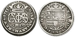 520 CARLOS III El Pretendiente. 2 Reales. 1711. Barcelona. Cal-27. Ar. 4,64g. Leve Perdida Del Cordoncillo En El Canto.  - Andere & Zonder Classificatie