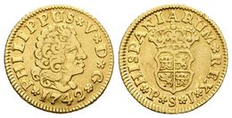 530 FELIPE V. 1/2 Escudo. 1742. Sevilla PJ. Cal-582. Au. 1,75g. MBC. Rara. - Andere & Zonder Classificatie