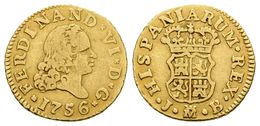 539 FERNANDO VI. 1/2 Escudo. 1756. Madrid JB. Cal-253. Au. 1,61g. BC+. - Altri & Non Classificati