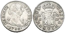 544 CARLOS III. 2 Reales. 1780. Sevilla CF. Cal-1449. Ar. 5,70g. Rayitas En Anverso. MBC+. - Andere & Zonder Classificatie