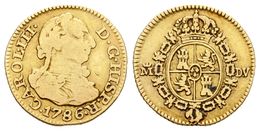 557 CARLOS III. 1/2 Escudo. 1786. Madrid DV. Cal-778. Au. 1,59g. BC+/MBC-. - Altri & Non Classificati