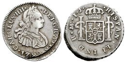 564 CARLOS IV. 1/2 Real. 1792. Lima IJ. Segundo Busto Propio. Cal-1246. Ar. 1,68g. Fallo De Acuñación En Anverso. MBC. R - Sonstige & Ohne Zuordnung