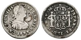 565 CARLOS IV. 1/2 Real. 1797. México FM. Cal-1291. Ar. 1,63g. Sucia. MBC-. - Andere & Zonder Classificatie