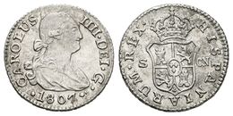 566 CARLOS IV. 1/2 Real. 1807. Sevilla CN. Cal-1357. Ar. 1,50g. MBC+. - Andere & Zonder Classificatie