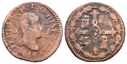 582 FERNANDO VII. 2 Maravedís. 1814. Jubia J. Cal-1580 Ae. 1,87g. Limpiada. BC. Escasa. - Otros & Sin Clasificación