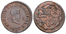 586 FERNANDO VII. 2 Maravedís. 1817. Jubia J. Cal-1584. Ae. 2,50g. Leves Concreciones. MBC. Escasa. - Andere & Zonder Classificatie