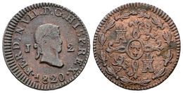 589 FERNANDO VII. 2 Maravedís. 1820. Jubia. Cal-1587. Ae. 2,13g. MBC-. - Andere & Zonder Classificatie