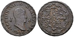 598 FERNANDO VII. 8 Maravedís. 1816. Jubia J. Cal-1549. Ae. 10,80g. MBC+/EBC-. - Otros & Sin Clasificación