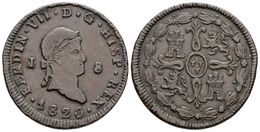 599 FERNANDO VII. 8 Maravedís. 1820. Jubia J. Cal-1554 Ae. 10,22g. Rayitas En Anverso. MBC+. - Otros & Sin Clasificación