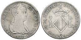 601 FERNANDO VII. 4 Reales. 1823. Valencia. Cal-1061. Ar. 5,59g. BC/BC+. - Altri & Non Classificati