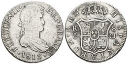 602 FERNANDO VII. 8 Reales. 1813. Cádiz CJ. Cal-375. Ar. 26,56g. MBC-. Escasa. - Andere & Zonder Classificatie