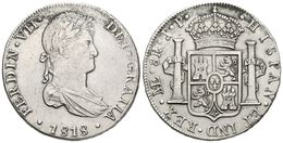 607 FERNANDO VII. 8 Reales. 1818. Lima JP. Cal-486. Ar. 26,74g. Limpiada. MBC+. - Altri & Non Classificati