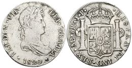 609 FERNANDO VII. 8 Reales. 1820. Lima JP. Cal-488. Ar. 26,77g. Limpiada. MBC. - Otros & Sin Clasificación