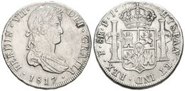 614 FERNANDO VII. 8 Reales. 1817. Potosí PJ. Cal-606. Ar. 26,88g. Limadura En El Canto, Limpiada. MBC+/MBC. - Andere & Zonder Classificatie