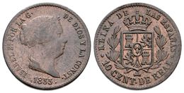 624 ISABEL II. 10 Céntimos De Real. 1855. Segovia. Cal-601. Ae. 3,88g. MBC+. - Otros & Sin Clasificación