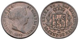624 ISABEL II. 10 Céntimos De Real. 1855. Segovia. Cal-601. Ae. 3,88g. MBC+. - Altri & Non Classificati