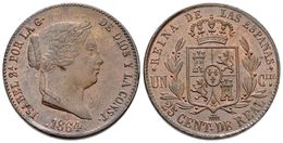 626 ISABEL II. 25 Céntimos De Real. 1864. Segovia. Cal-599. Ae. 9,46g. EBC. - Sonstige & Ohne Zuordnung