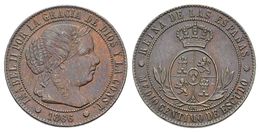 627 ISABEL II. 1/2 Céntimo De Escudo. 1866. Barcelona OM. Cal-669. Ae. 1,29g. EBC. - Sonstige & Ohne Zuordnung