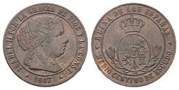 630 ISABEL II. 1/2 Céntimo De Escudo. 1867. Segovia OM. Cal-677. Ae. 1,33g. EBC+. - Altri & Non Classificati