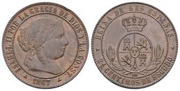 636 ISABEL II. 2 1/2 Céntimos De Escudo. 1867. Segovia OM. Cal-647. Ae. 6,26g. EBC-. - Altri & Non Classificati