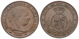 637 ISABEL II. 2 1/2 Céntimos De Escudo. 1868. Sevilla OM. Cal-650. Ae. 6,25g. EBC-. - Otros & Sin Clasificación