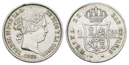 648 ISABEL II. 1 Real. 1863. Barcelona. Cal-407. Ar. 1,30g. Golpecitos Y Limpiada. MBC+. - Other & Unclassified