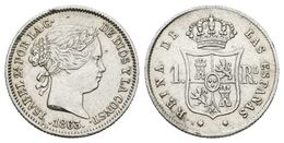 648 ISABEL II. 1 Real. 1863. Barcelona. Cal-407. Ar. 1,30g. Golpecitos Y Limpiada. MBC+. - Andere & Zonder Classificatie