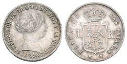 652 ISABEL II. 1 Real. 1855/4. Sevilla. Rara Rectificación. Cal-400 Var. Ar. 1,29g. Bonita Pátina. EBC-. - Sonstige & Ohne Zuordnung