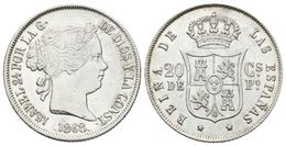 657 ISABEL II. 20 Centavos De Peso. 1868. Manila. Cal-460; Basso 51. Ar. 5,11g. Golpecitos. MBC+/MBC. - Otros & Sin Clasificación