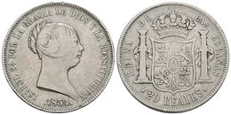 663 ISABEL II. 20 Reales. 1854. Madrid. Cal-174. Ar. 25,68g. BC+. - Otros & Sin Clasificación