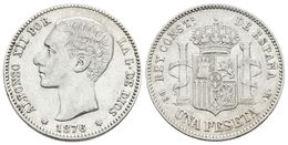 694 ALFONSO XII. 1 Peseta. 1876. *18-76. Madrid DEM. Cal-54. Ar. 4,98g. MBC. - Andere & Zonder Classificatie