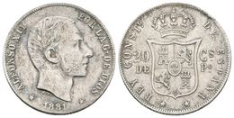 695 ALFONSO XII. 20 Centavos De Peso. 1881. Manila. Cal-88. Ar. 5,13g. MBC. - Autres & Non Classés