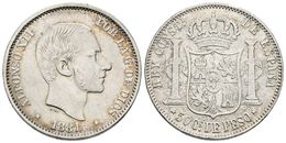698 ALFONSO XII. 50 Centavos De Peso. 1881. Manila. Cal-79. Ar. 12,72g. MBC. - Autres & Non Classés