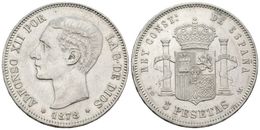 702 ALFONSO XII. 5 Pesetas. 1878 *18-78. Madrid EMM. Cal-30. Ar. 24,96g. MBC+. - Andere & Zonder Classificatie