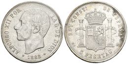 705 ALFONSO XII. 5 Pesetas. 1882/1 *18-81. Madrid MSM. Cal-34. Ar. 24,63g. Marquitas Y Golpecitos En El Canto. MBC-/MBC+ - Otros & Sin Clasificación