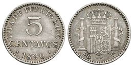 719 ALFONSO XIII. 5 Centavos. 1896. Puerto Rico PGV. Cal-86. Ar. 1,22g. MBC. - Otros & Sin Clasificación