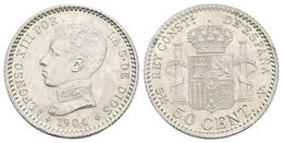 720 ALFONSO XIII. 50 Céntimos. 1904 *0-4. Madrid SMV. Cal-61. Ar. 2,54g. Brillo Original. SC. - Other & Unclassified