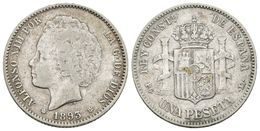 724 ALFONSO XIII. 1 Peseta. 1893 *18-93. Madrid PGL. Cal-39. Ar. 4,89g. MBC-. - Altri & Non Classificati