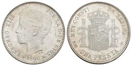 725 ALFONSO XIII. 1 Peseta. 1900 *19-00. Madrid SMV. Cal-44. Ar. 5,03g. Brillo Original. SC. - Otros & Sin Clasificación