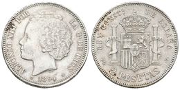 730 ALFONSO XIII. 2 Pesetas. 1894 *18-94. Madrid PGV. Cal-33. Ar. 9,83g. Rayitas En Ambas Caras. MBC-/MBC. - Altri & Non Classificati