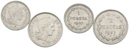 745 EUZKADI. Serie Completa. (1 Peseta Y 2 Pesetas). 1937. Cal-6. Ni. MBC+. - Other & Unclassified