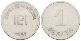 746 IBI. 1 Peseta. 1937. Hg-219. Latón Niquelado. 5,96g. MBC. - Andere & Zonder Classificatie