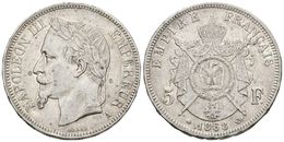 832 FRANCIA. Napoleón III. 5 Francs. 1868. Paris A. Km#799.1. Ar. 24,88g. MBC. - Other & Unclassified