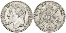 833 FRANCIA. Napoleón III. 5 Francs. 1869. Paris A. 24,91g. Km#799.1. Ar. MBC. - Sonstige & Ohne Zuordnung