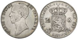 847 PAISES BAJOS. Willem II. 2½ Gulden. 1845. Km#69. Ar. 24,89g. Golpecitos En El Canto. MBC. - Otros & Sin Clasificación