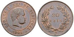 866 PORTUGAL. Carlos I. 20 Reis. 1891-A. Km#533. Cu. 12,05g. Rayitas. EBC. - Andere & Zonder Classificatie