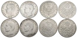 911 ALEMANIA. Lote Compuesto Por 4 Monedas De Otto. 5 Marks 1895-D, 1900-D, 1901-D Y 1903-D. Ar. MBC-/MBC. - Sonstige & Ohne Zuordnung